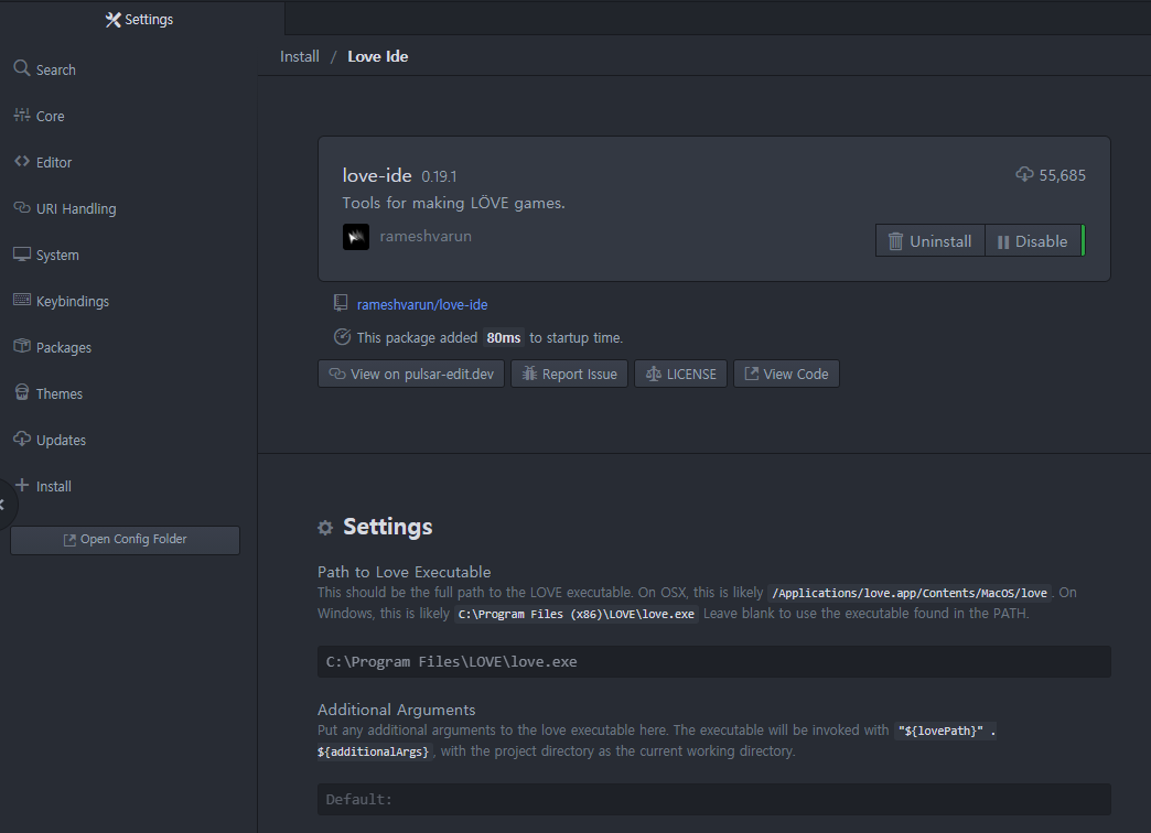 love-ide-Settings