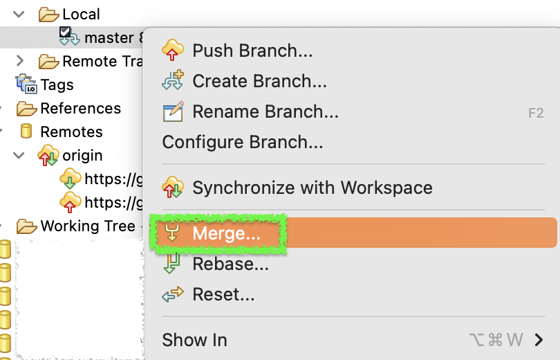 Local Branch에서 Merge