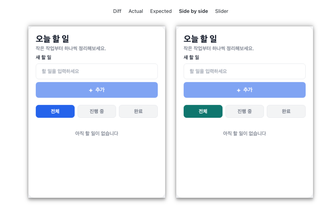 TodoList visual regression diff