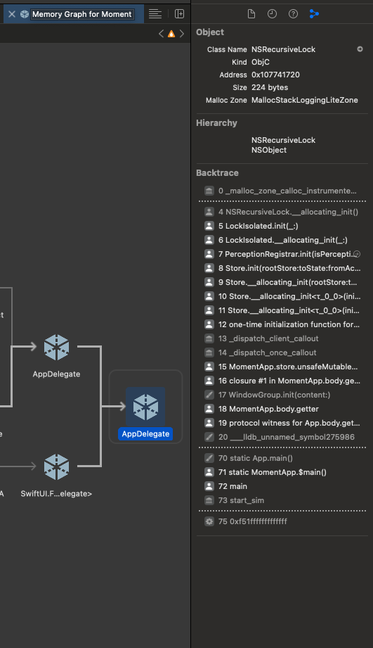 Xcode 의 Backtrace