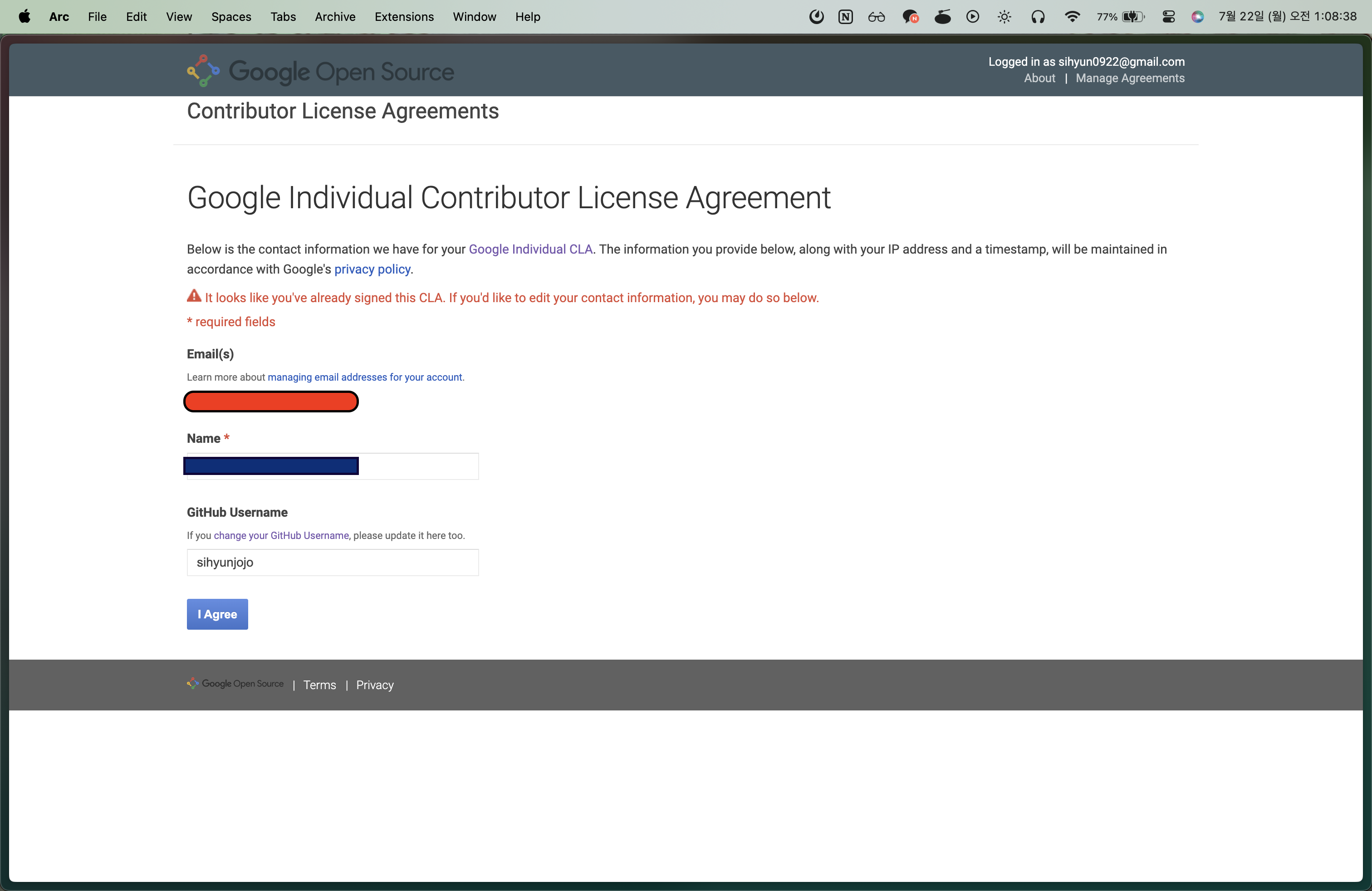 Manage your Agreement