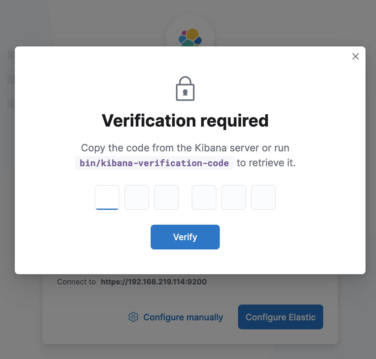 Kibana verification code