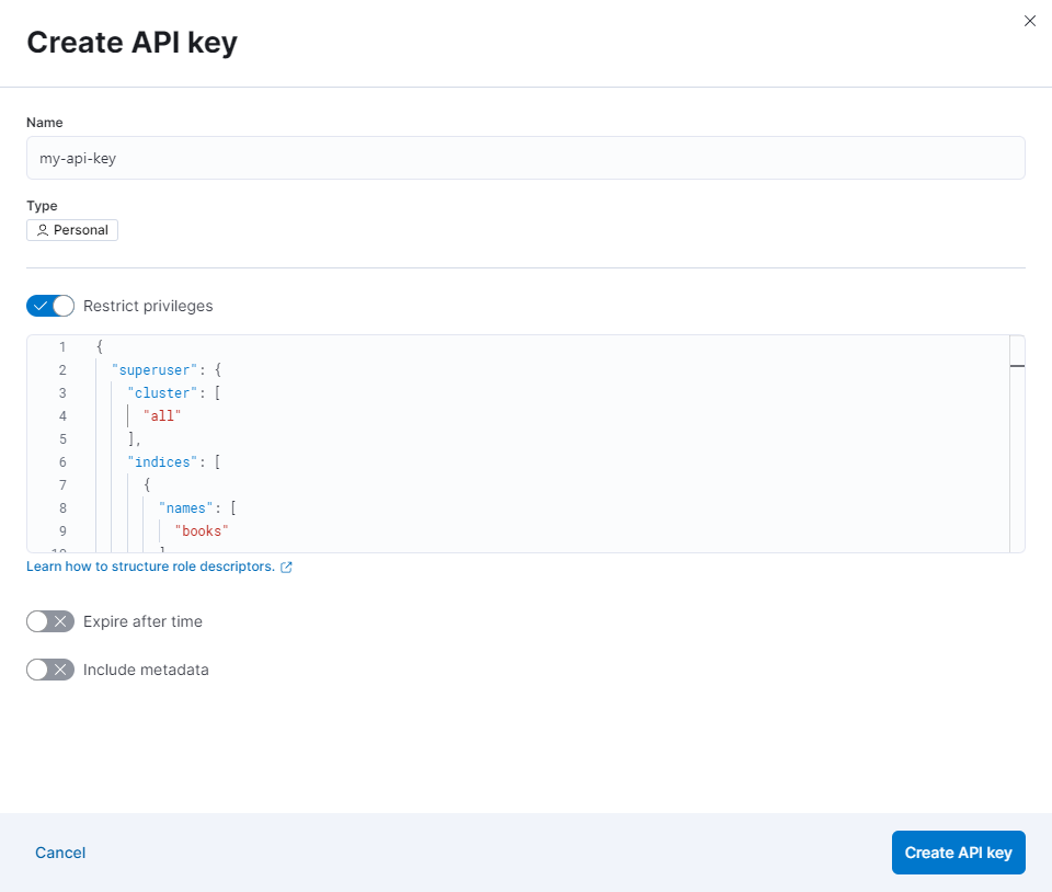 Kibana Create Api Key