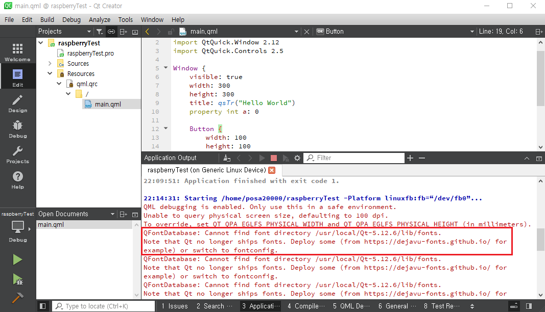 실행 시 font warning발생