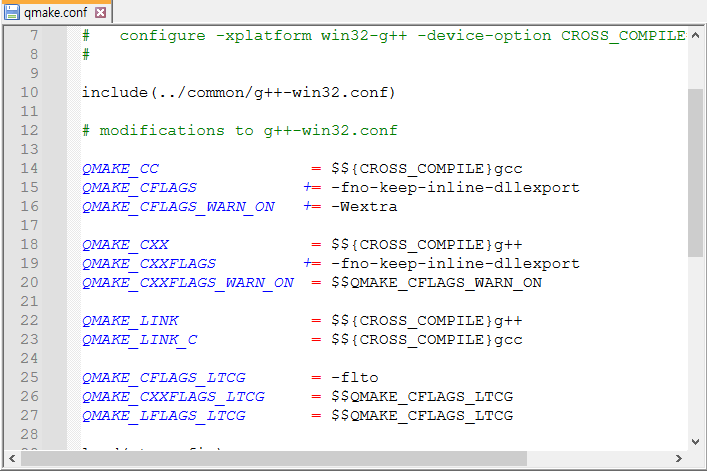 win32-g++\qmake.conf 수정 전