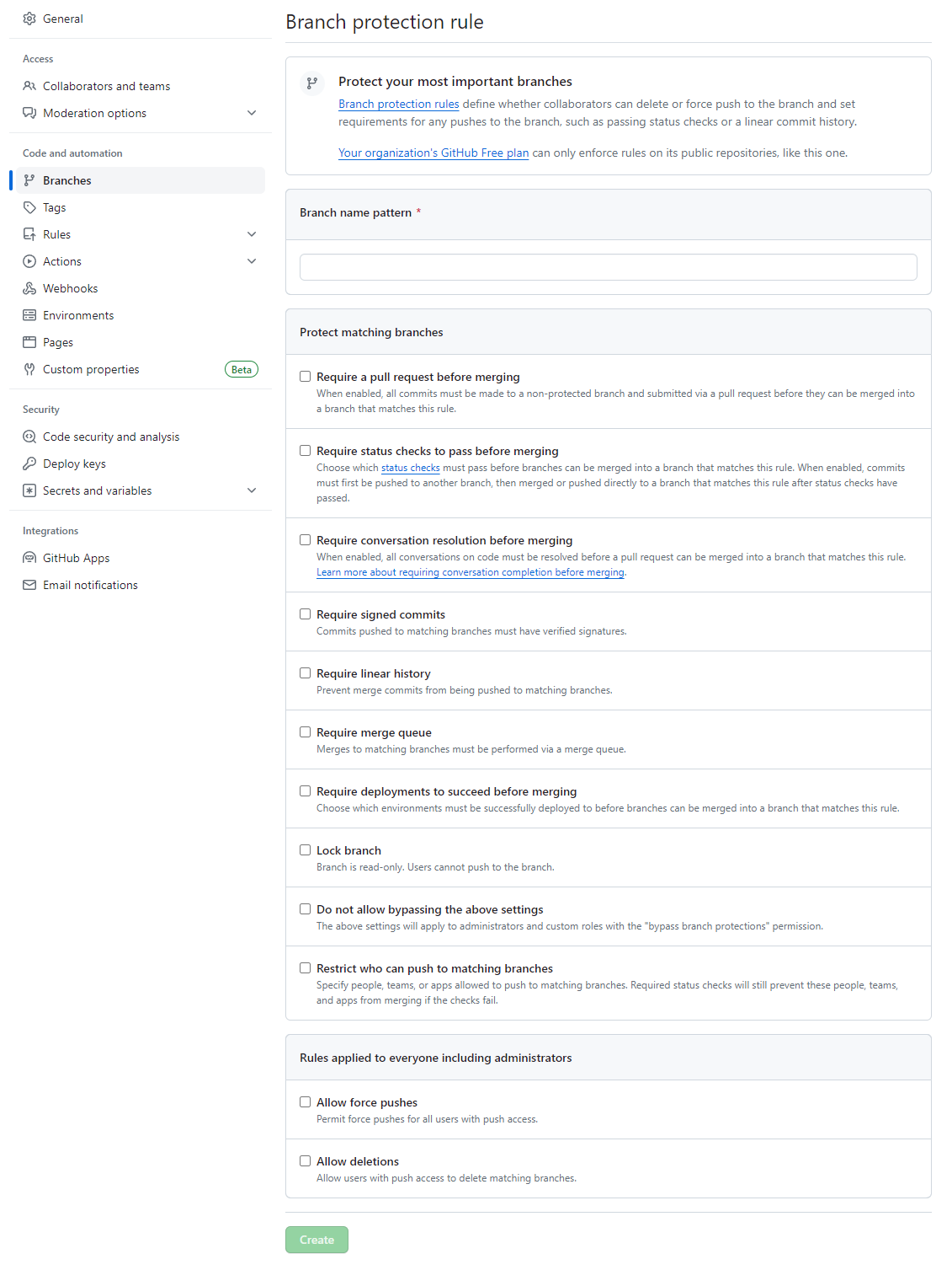  git branch protection rule