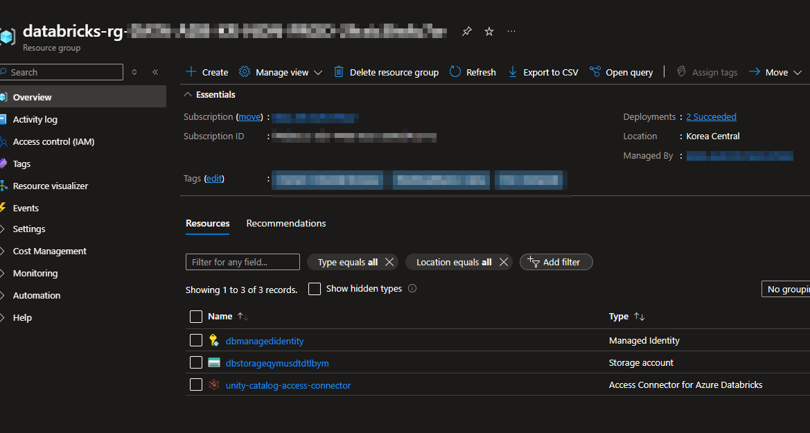 Databricks Storage Account Icon Azure Databricks, 도입하기 - 2