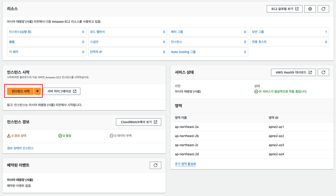 EC2 대시보드