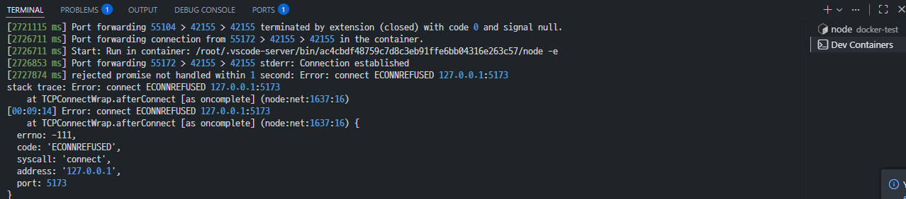 VS Code 포트 포워딩 로그