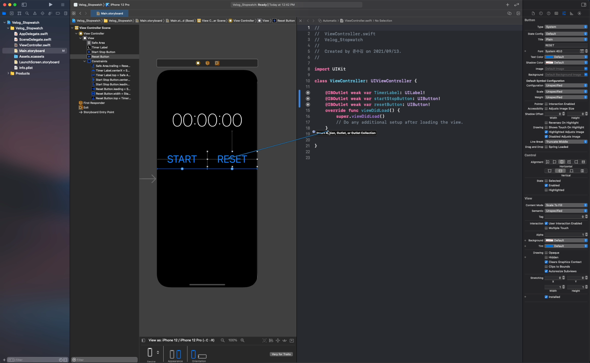 [UIKit] Stopwatch만들기 minute second millisecond 형식