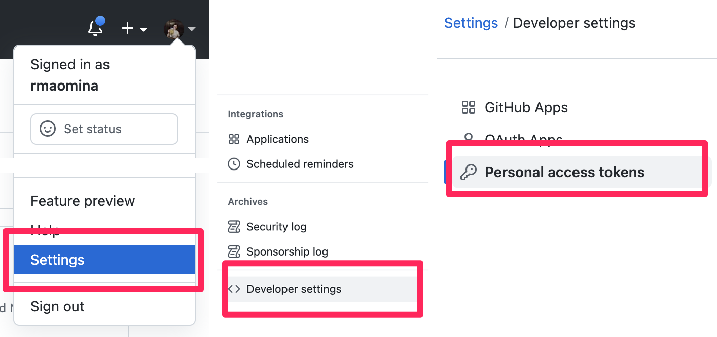 github token을 발급
