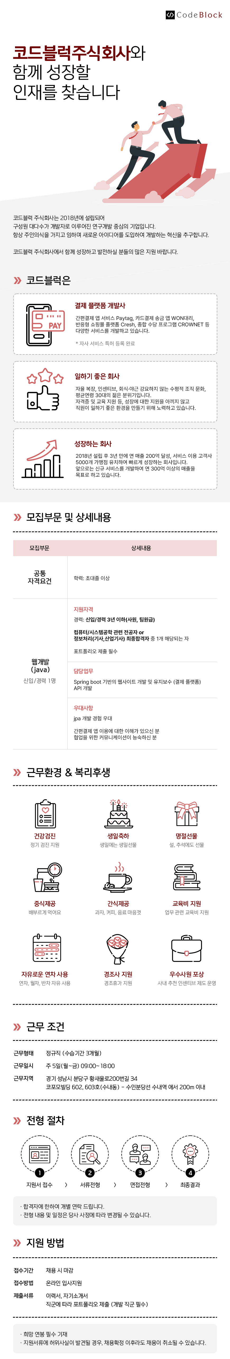 JAVA Spring Boot 웹 개발자 정규직 채용- 신입 및 경력사원