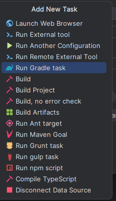 Run Gradle task 선택