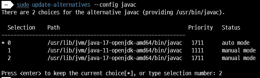 [WSL2] WSL2에 설치한 JAVA 11을 JAVA 17로 변경하는 방법