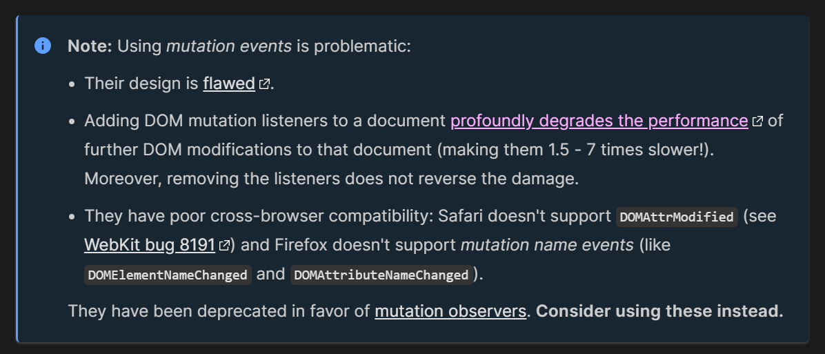 MutationEvent MDN 노트