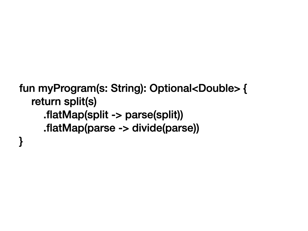 flatMap 사용해서 개선한 split, parse, divide 함수 합성