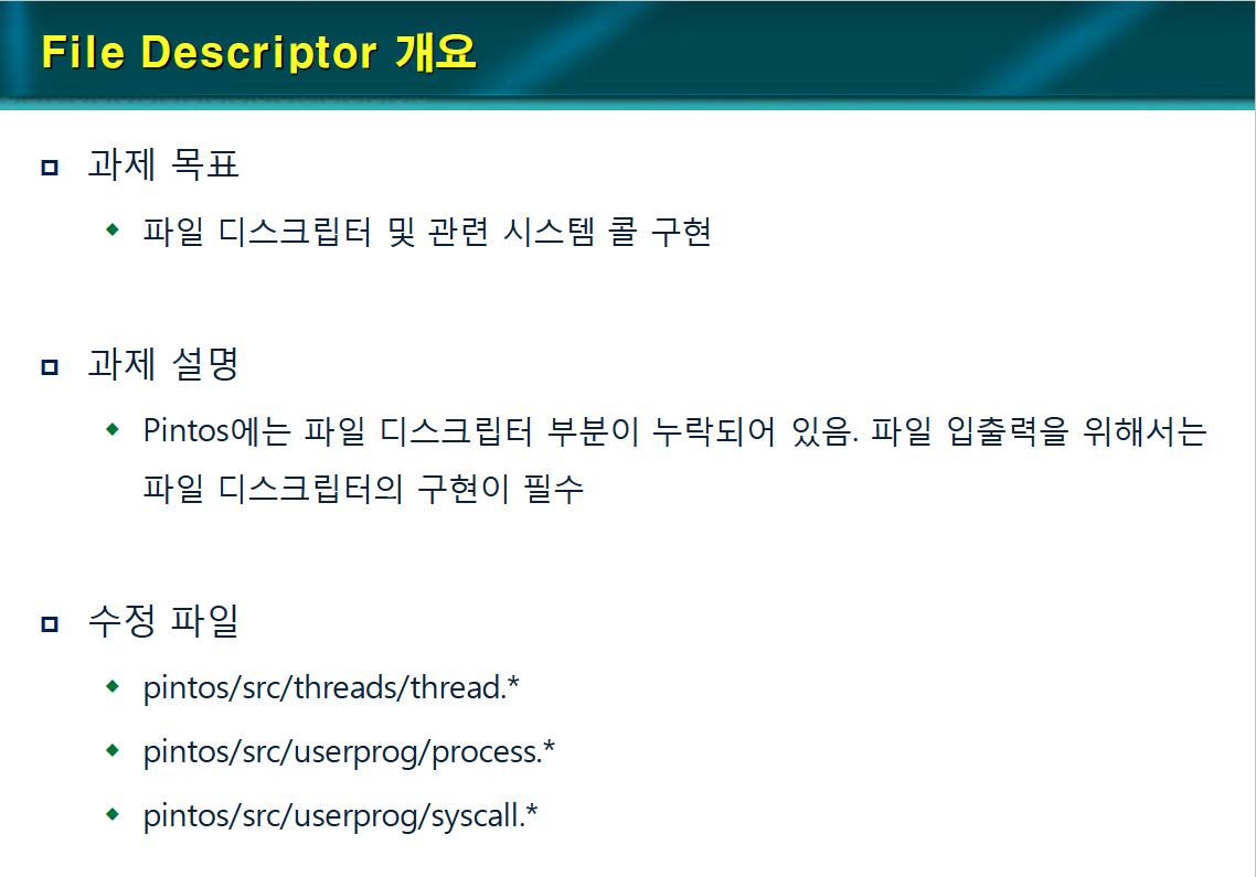 [WEEK 09] PintOS - Project 2: User Programs (Extend File Descriptor)