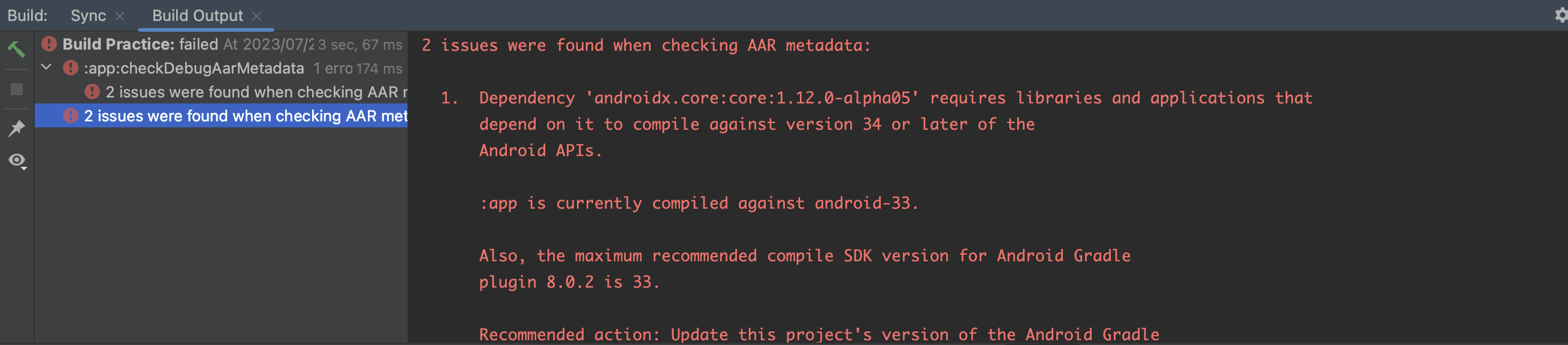  Android Studio Issue Issue Were Found When Checking AAR Metadata 