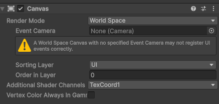 Unity Error / Canvas Render Mode Warning