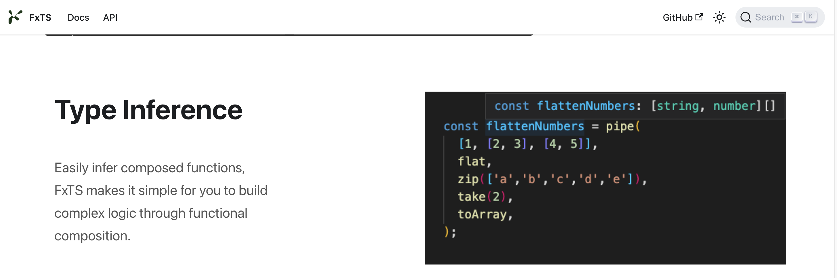Type Inference, Easily infer composed functions, FxTS makes it simple for you to build complex logic through functional composition.