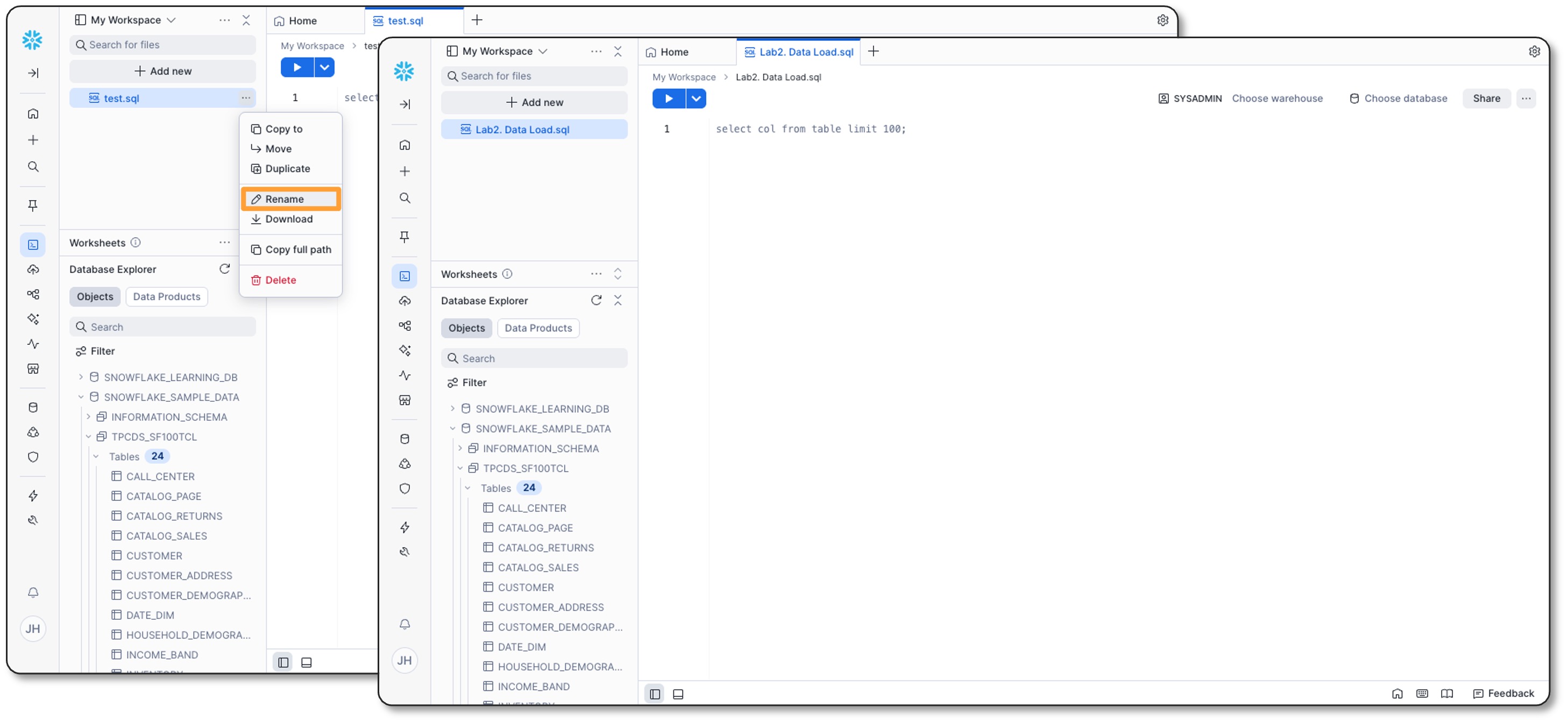 SQL파일이름변경