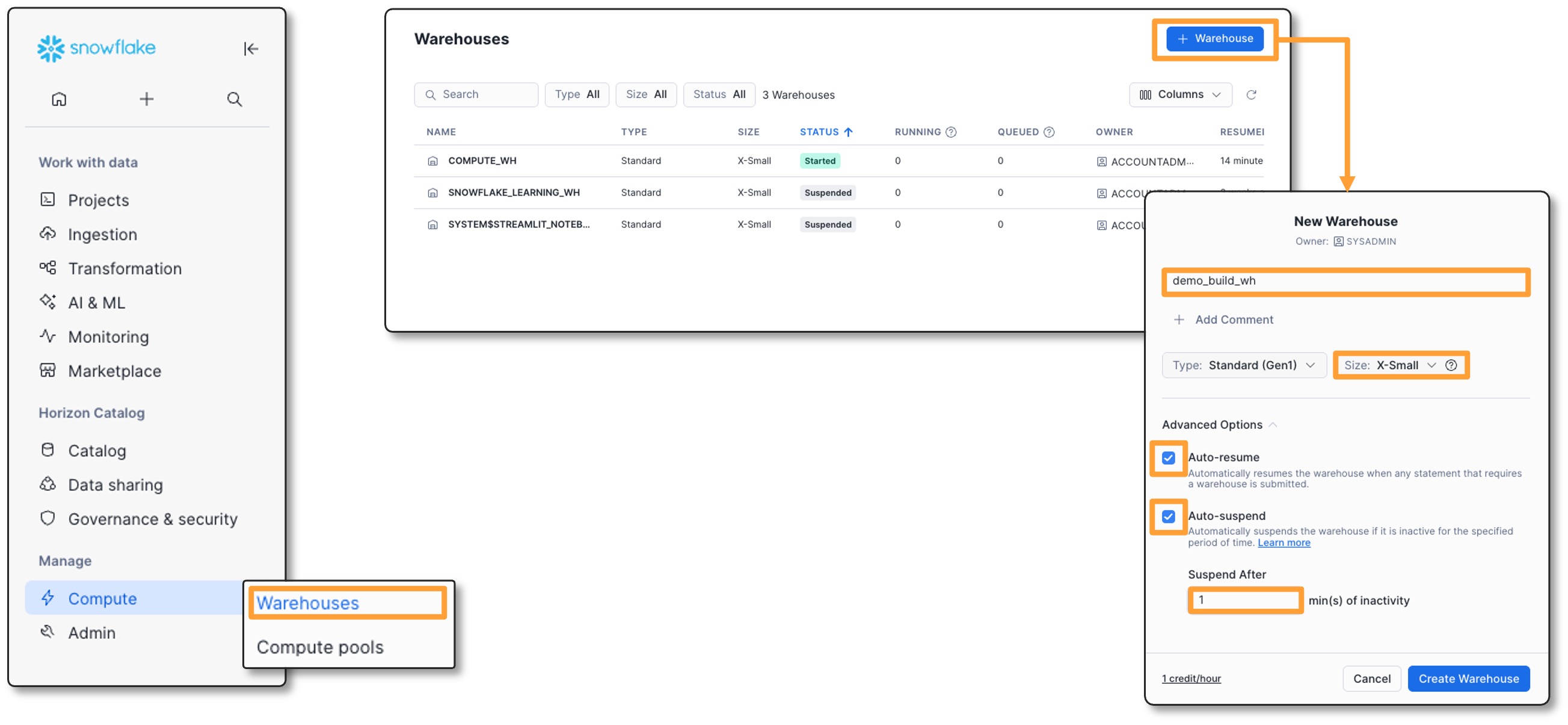 웨어하우스생성