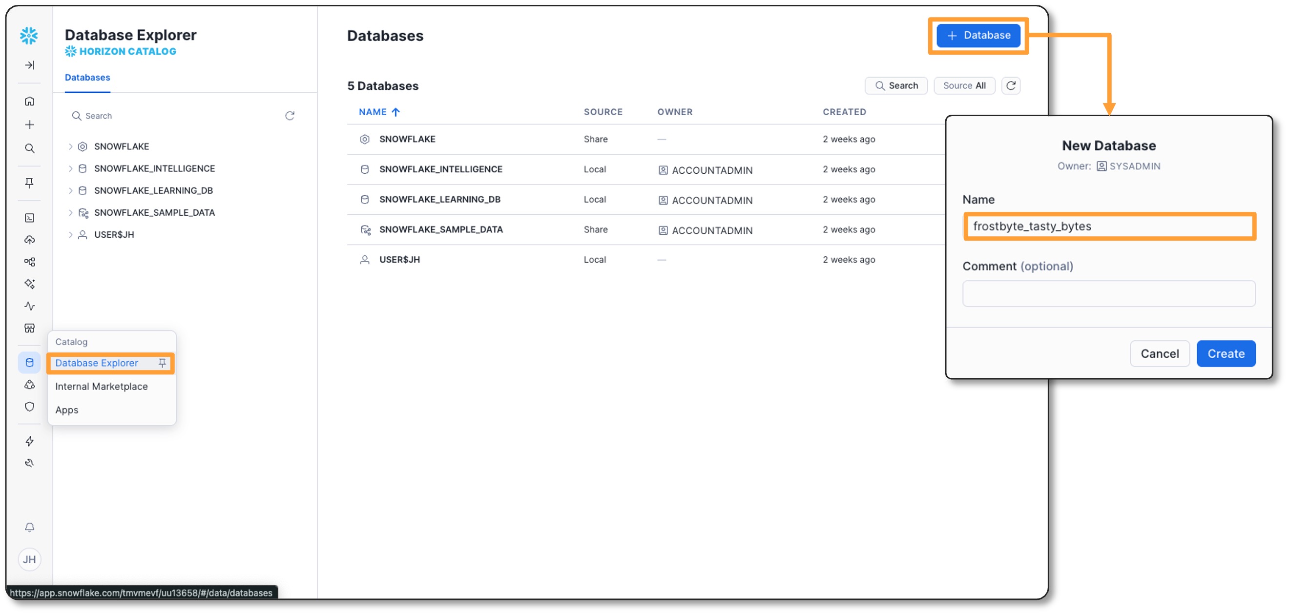 데이터베이스생성