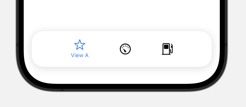 네 면의 모서리가 둥글고 그림자가 있는 TabBar