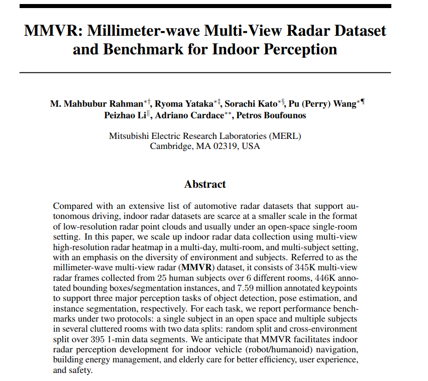 [DB][ECCV'24] MMVR: Millimeter-wave Multi-View Radar Dataset and ...