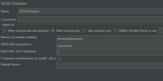 Json Extractor 설정 예시