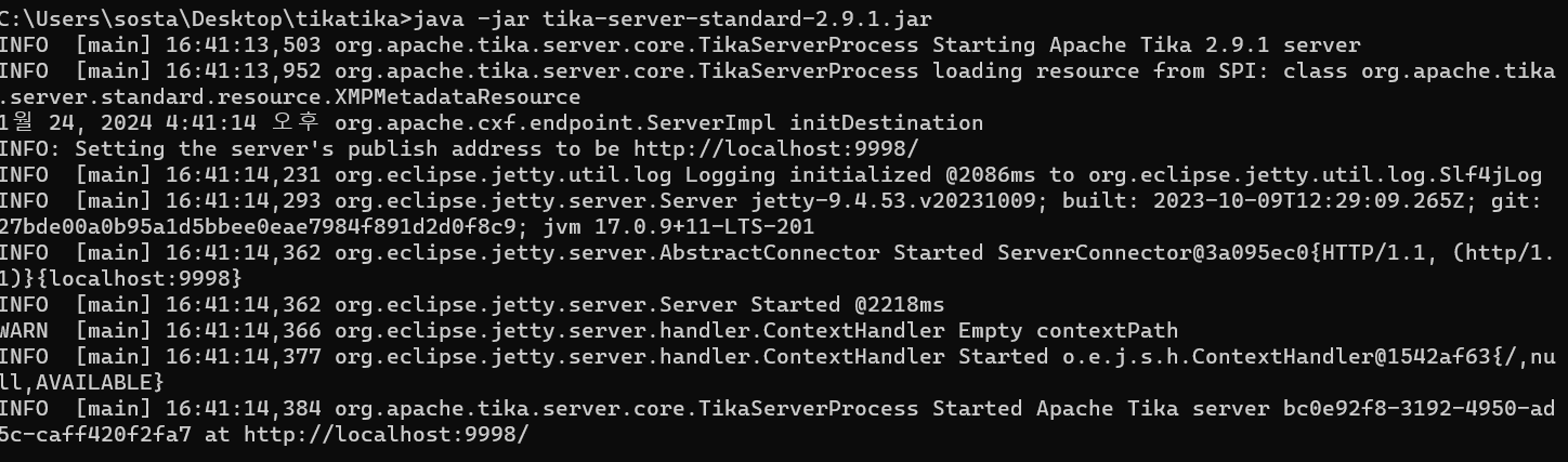 tika-server 실행