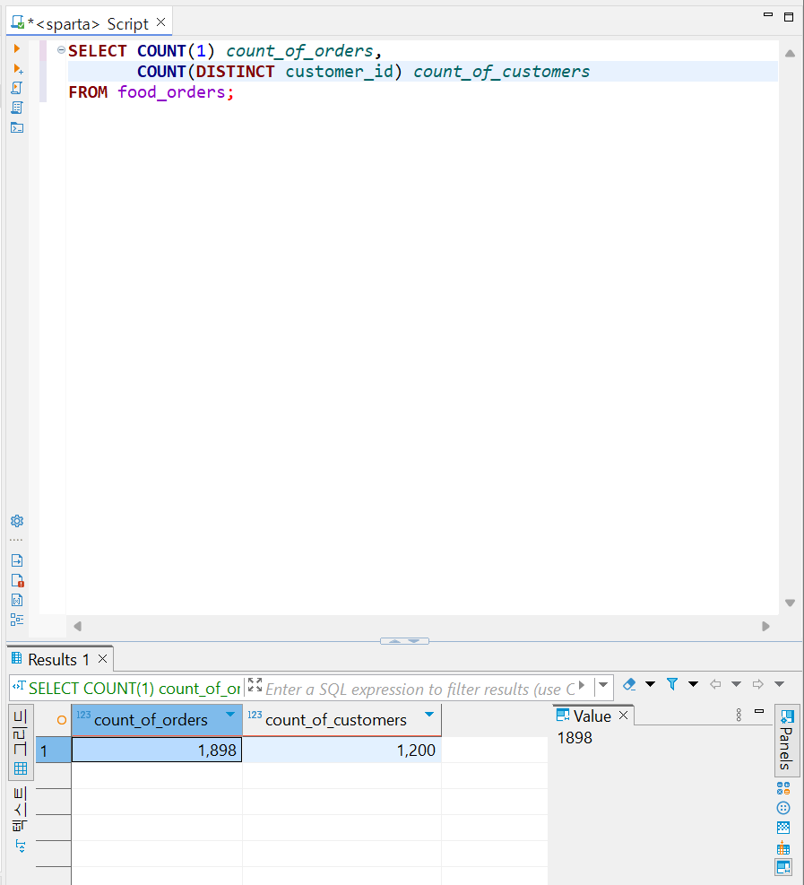Sql count 1 distinct group by