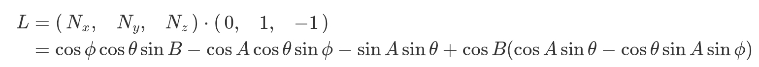 dot product of light and surf normal