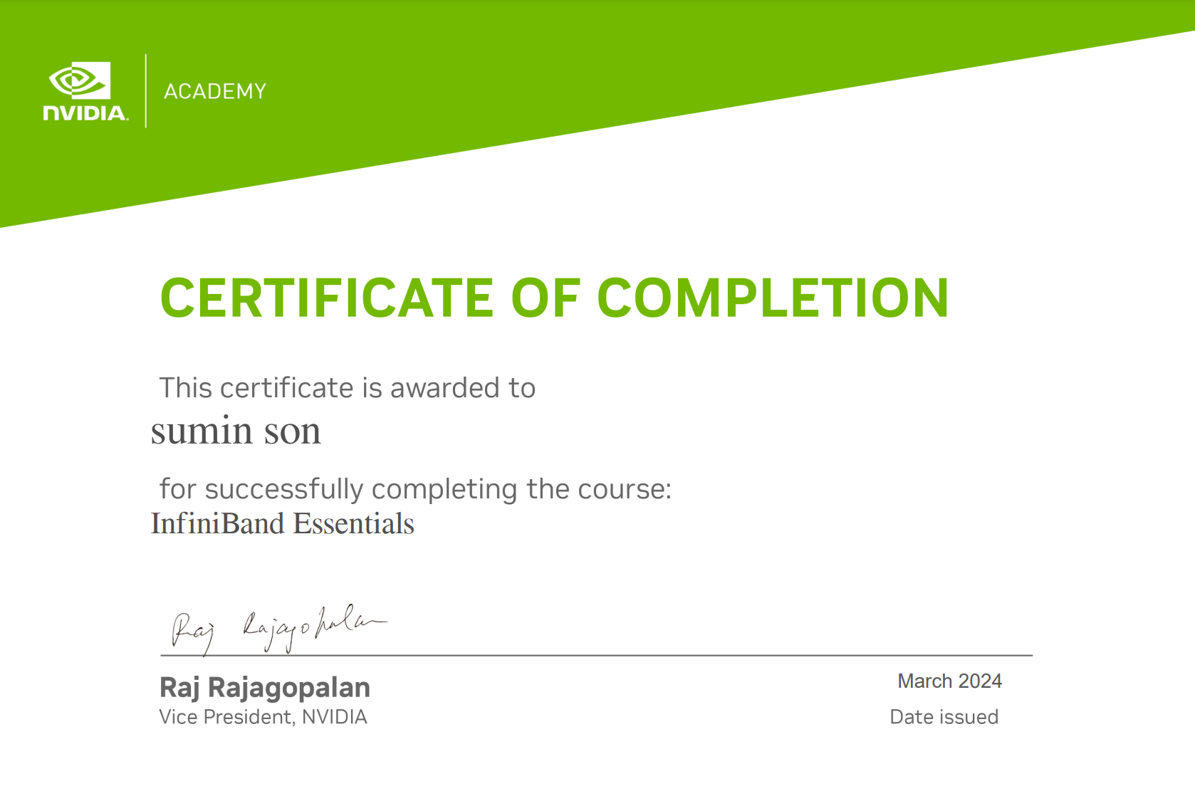 NVIDIA InfiniBand Certificate