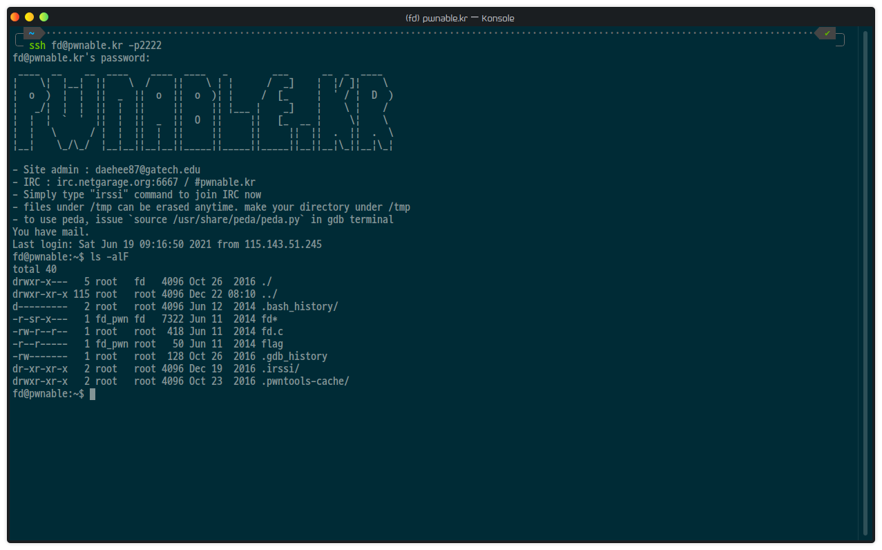 [ Pwnable.kr ] fd(file descriptor)