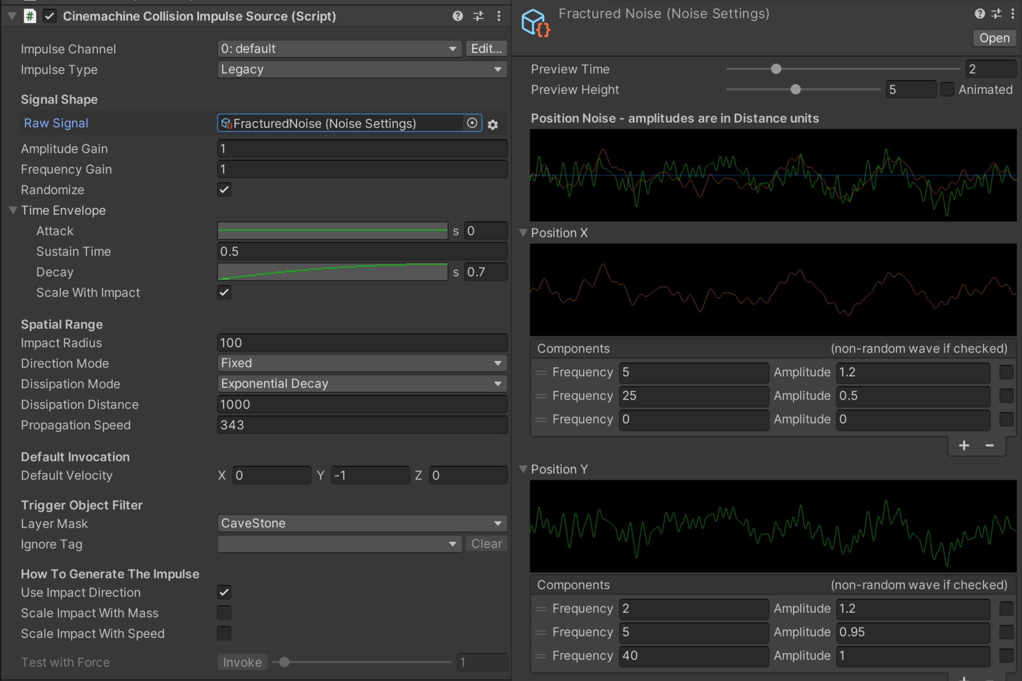 Cinemachine Collision Impulse Source Component& NoiseSettingAsset