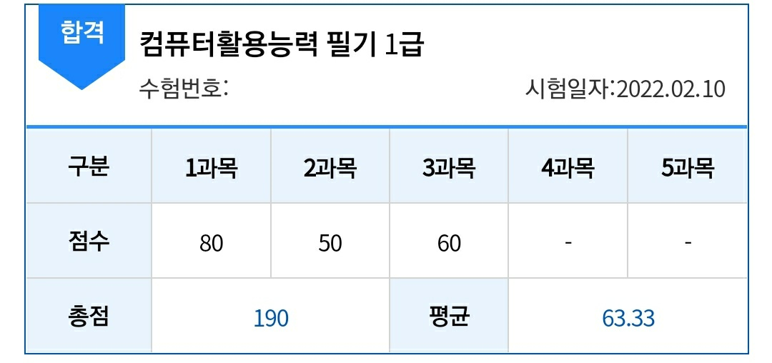 컴퓨터 활용능력 1급 필기