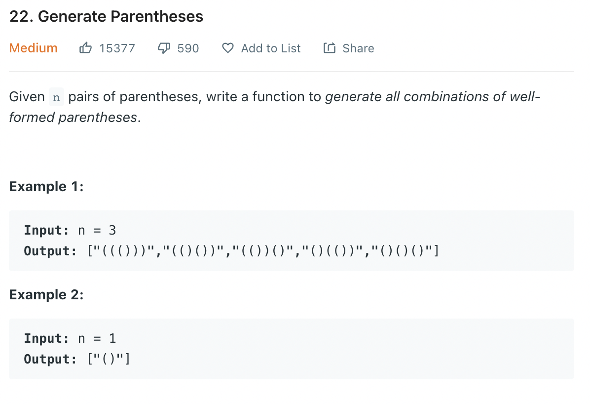 [LeetCode] 22. Generate Parentheses