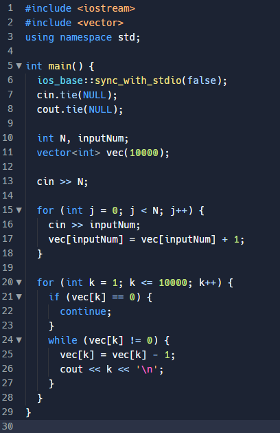 BaekJoon Coding test - 10989 수 정렬하기 3