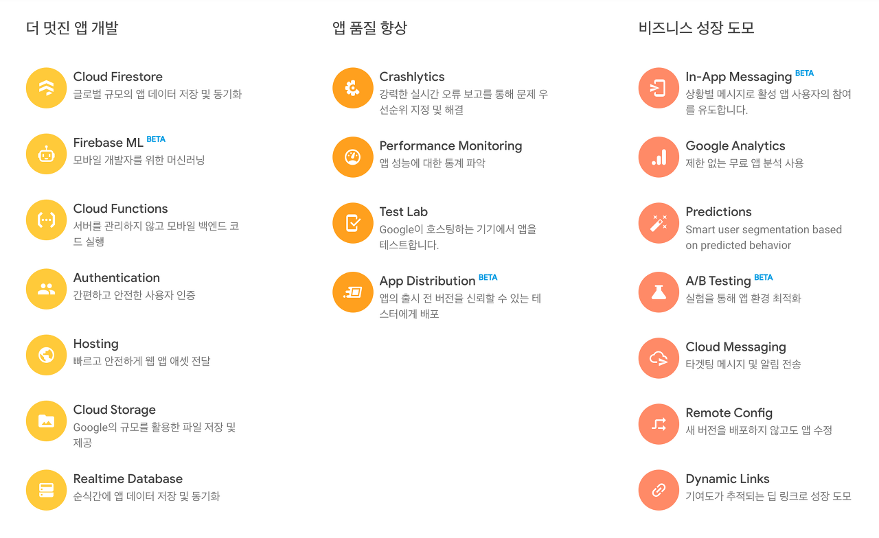 Firebase에서 제공해주는 기능
