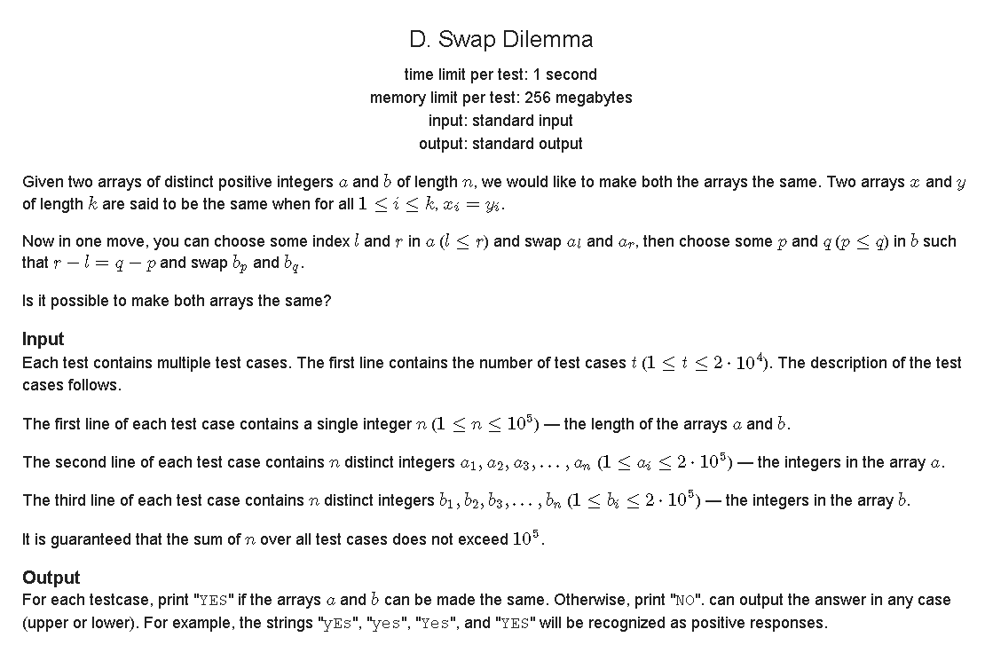 Codeforces1983D - Swap Dilemma