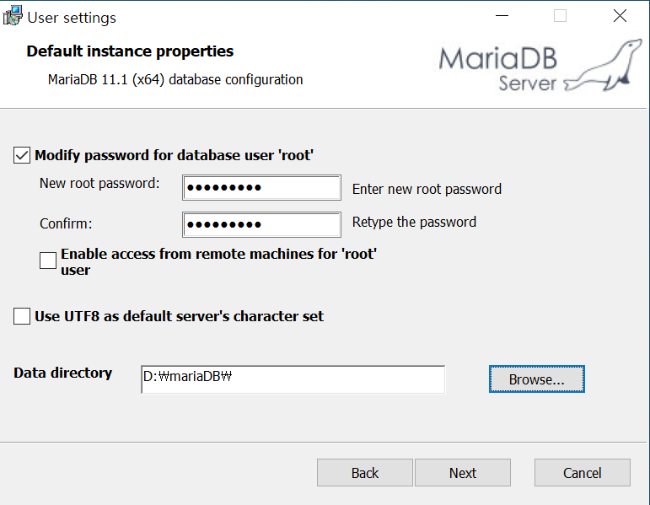 MariaDB_UserSetting
