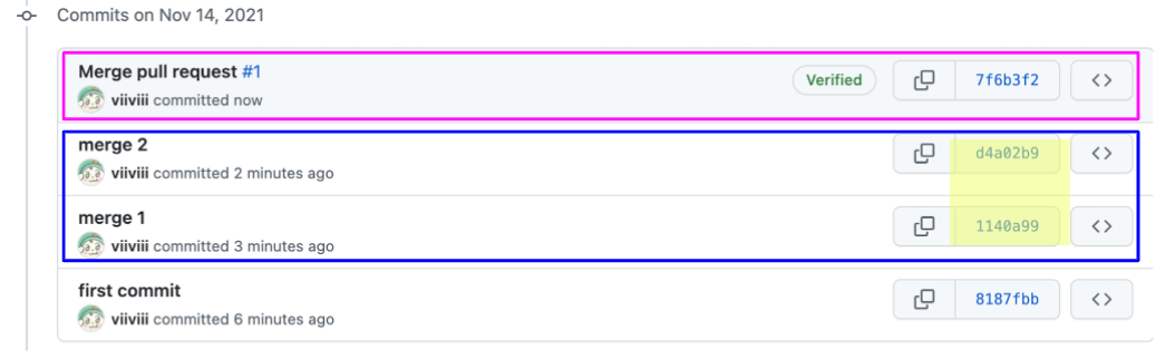 Github pull request 시 merge 종류
