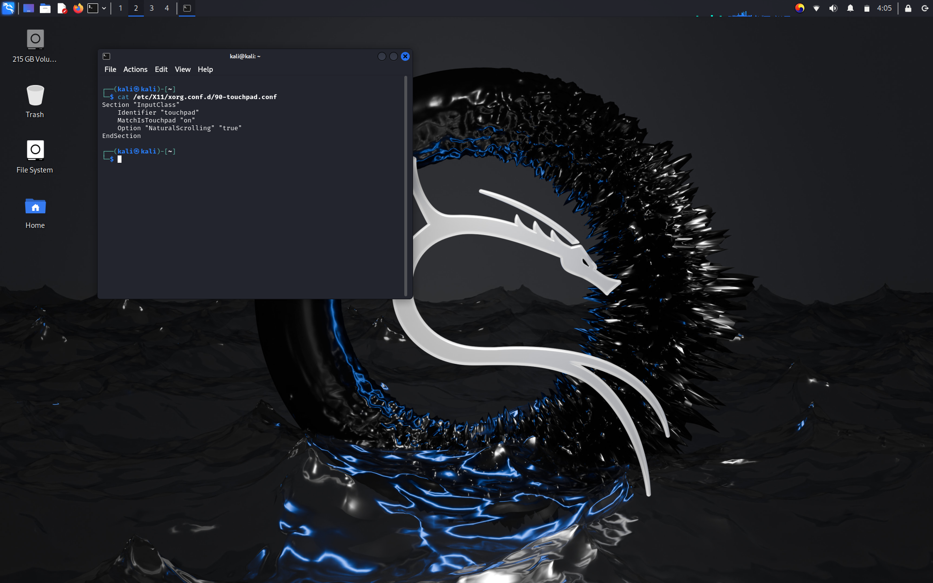 How to change touchpad whell scrolling direciton in Kali