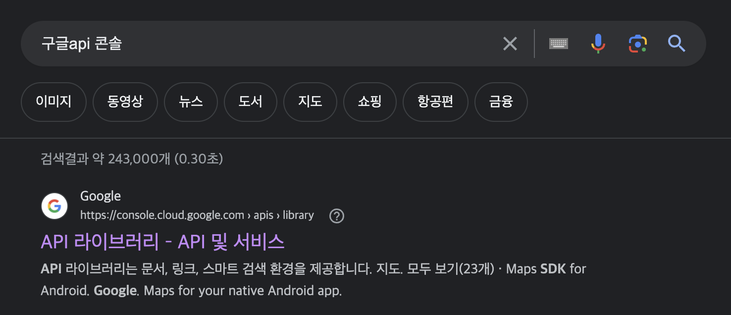 구글 API 콘솔 사용하기