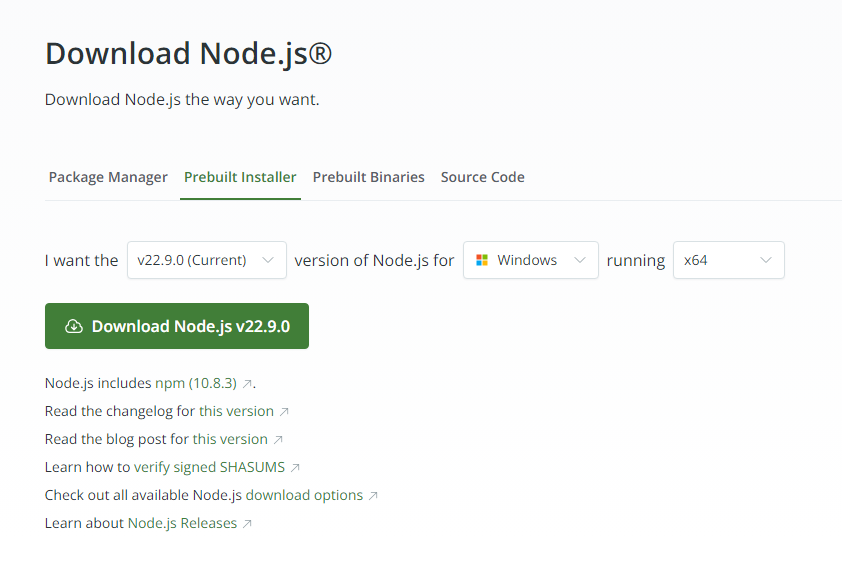 node.js & nvm 윈도우 설치 및 사용법
