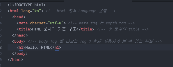 HTML 문서 기본 구조