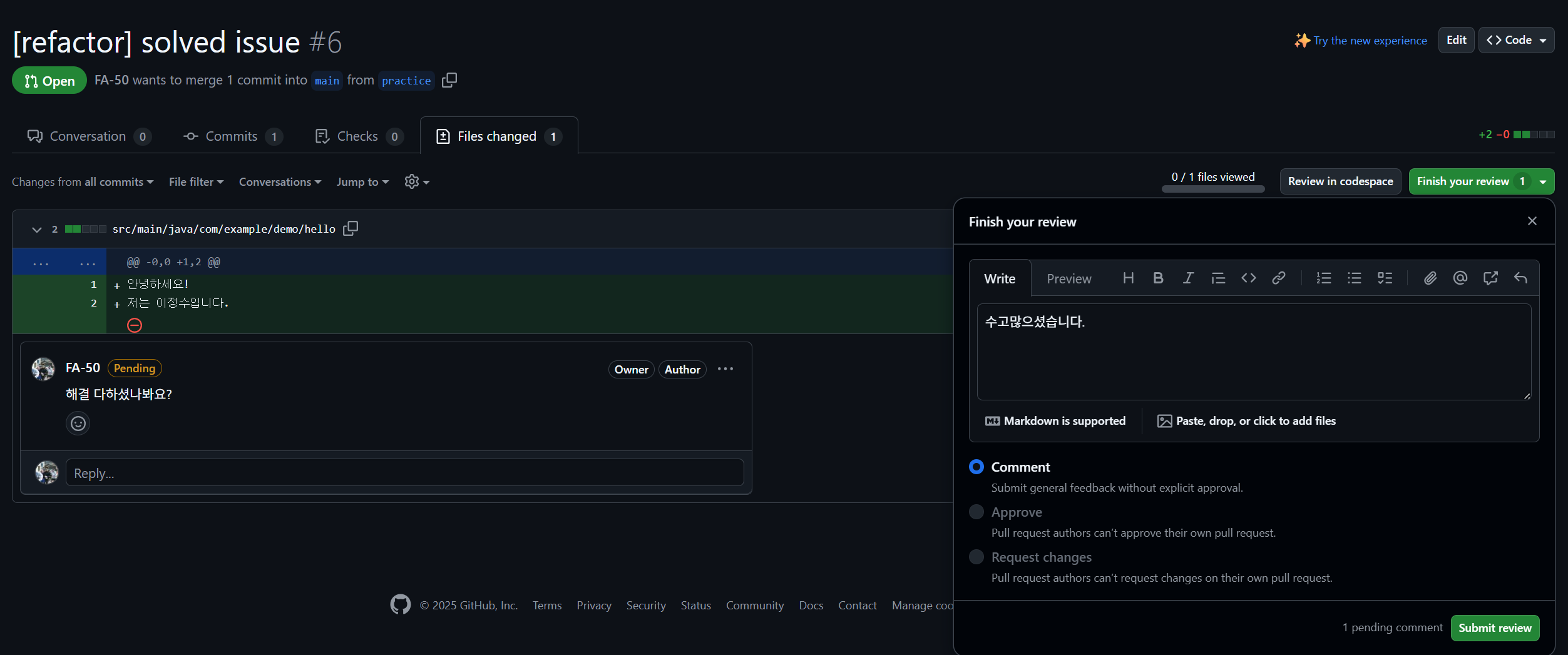 Git Hub - PR , Issue