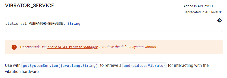05 VIBRATOR_SERVICE deprecated