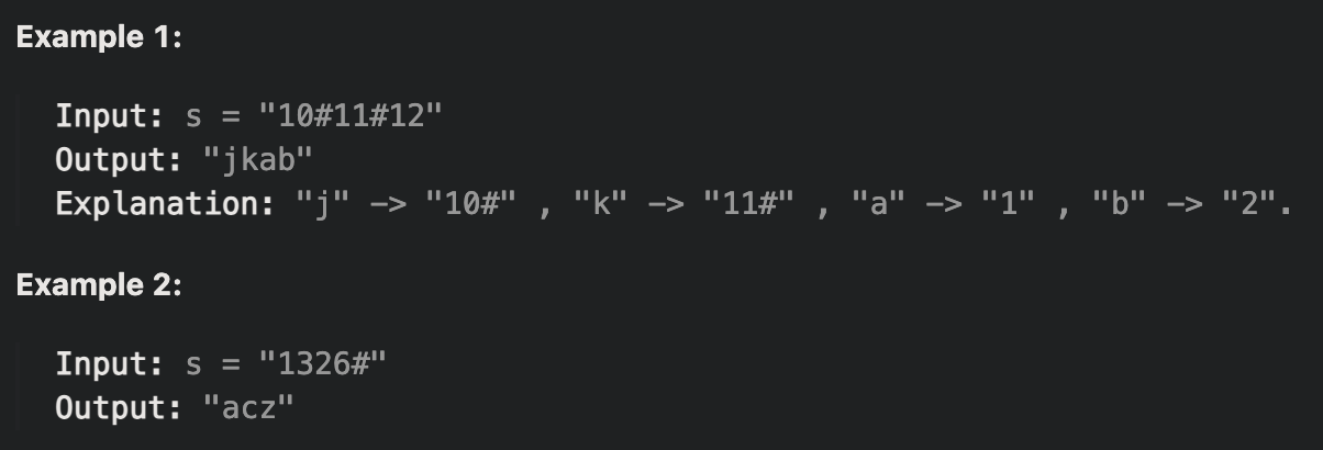 1309. Decrypt String from Alphabet to Integer Mapping (leet code)